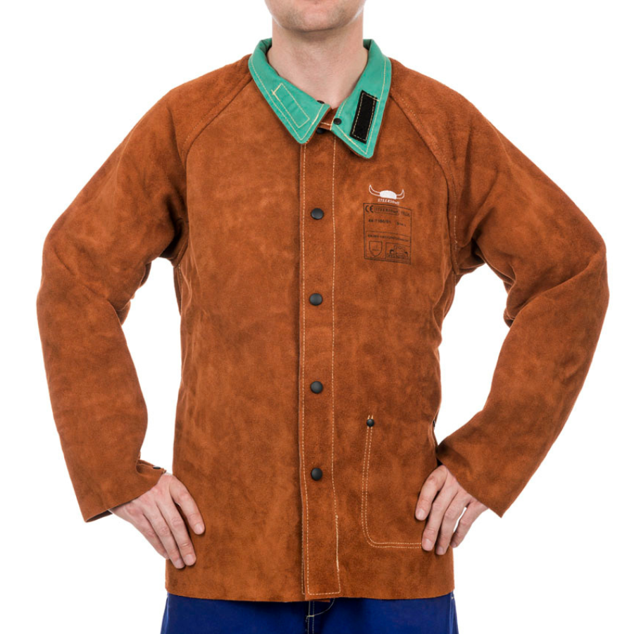 Weldas Schweißerjacke 44-7300P Lava Brown Rindspaltleder mit Stoffrücken - PrimeWelding