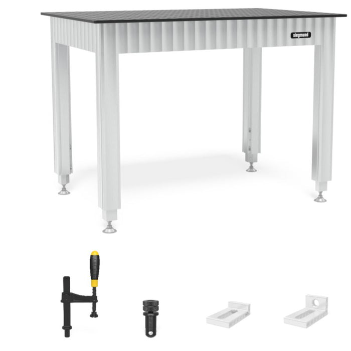 Siegmund Werkbank höhenverstellbar mit Stahlplatte 1200x800 inkl. Zubehör System 16 - PrimeWelding